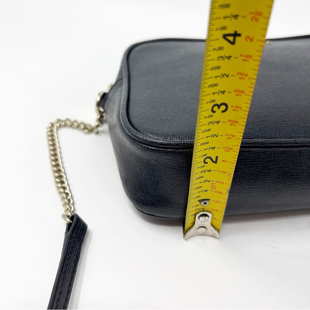 Furla Black Saffiano Leather Camera Crossbody Bag Chain Zipper Top 7x5.5 in - Picture 15 of 15